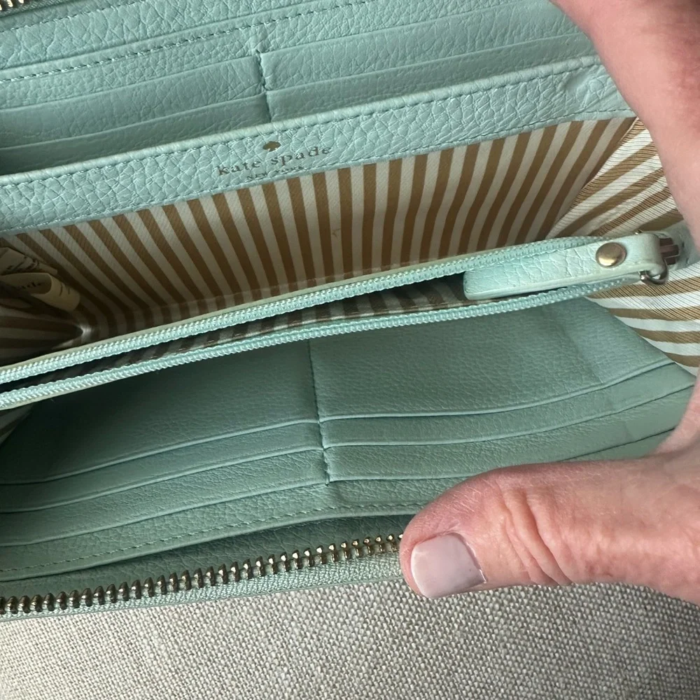 Kate Spade Blue Leather Zip Around Wallet